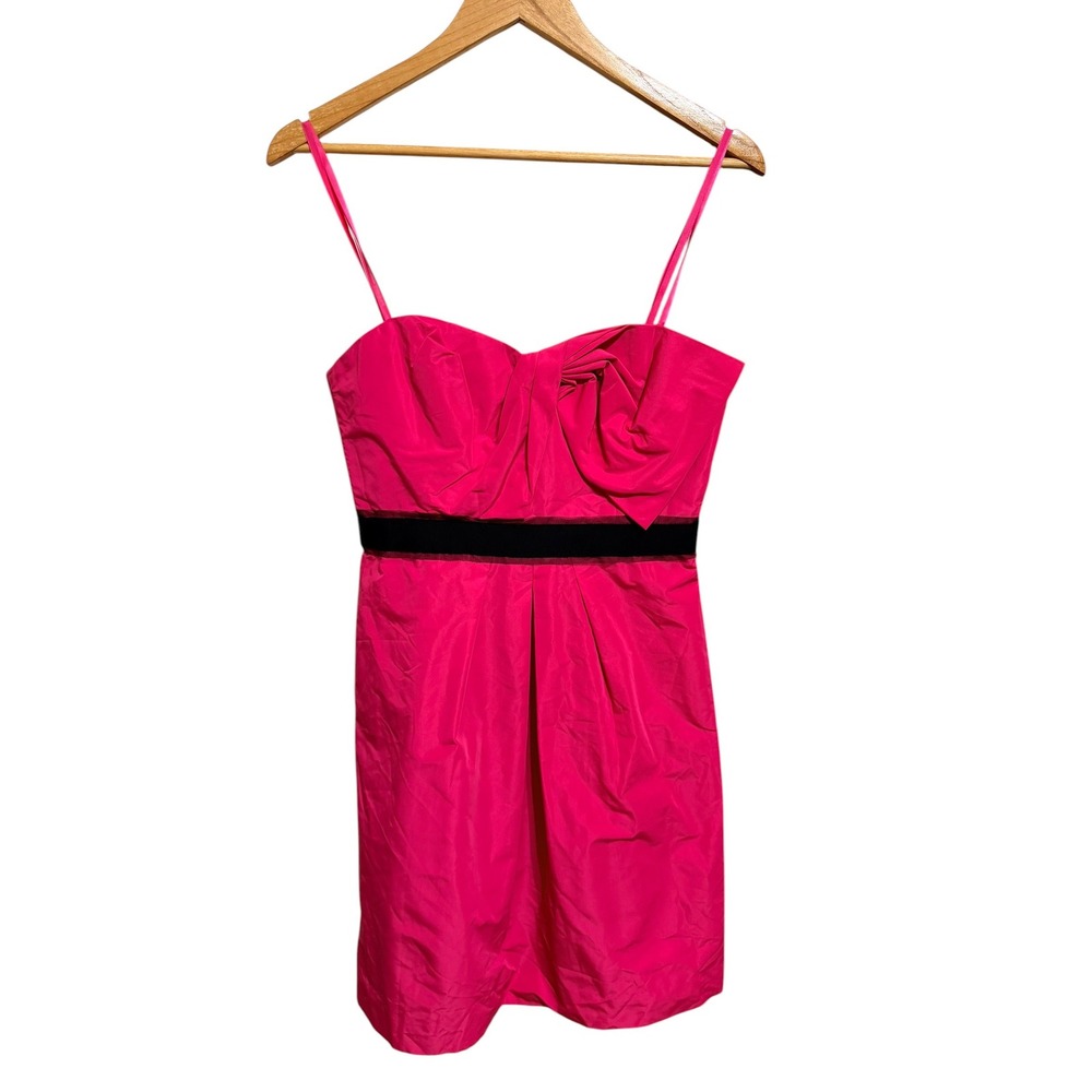 Barbiecore‎ y2k Neon Pink BCBGMAXAZRIA Mini strapless Dress Taffeta Size 4